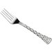 A Visions silver plastic fork with a pattern on the handle.