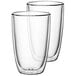 Two Villeroy & Boch double wall glass cups on a white background.