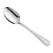 A stainless steel spoon with a mirror finish.