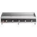 A Cooking Performance Group Ultra Series chrome plated natural gas countertop griddle with five burners.