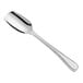 A stainless steel scoop spoon with a mirror finish.