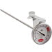 A Cooper-Atkins frothing thermometer with a red handle.