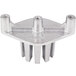 A silver metal Nemco 55434-10 push block with four holes.