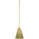 A Carlisle 5-stitch janitor corn broom with a wooden handle.