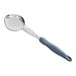 A close-up of a Vollrath Jacob's Pride gray solid oval Spoodle with a handle.