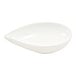 A small, white, teardrop-shaped porcelain ramekin.