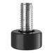 A black and silver screw with a black rubber base used for Regency shelving.