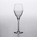 A close up of a Stolzle assorted specialty flute wine glass on a white background.