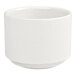 A white round porcelain ramekin with a 6 oz. capacity.