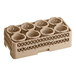 A beige plastic half-size flatware rack with 8 cylinder baskets.