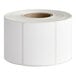 A roll of white blank permanent direct thermal labels.