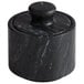 A black and white marbled Fox Run black marble salt cellar with a lid.