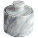 A Fox Run white marble salt cellar with lid.