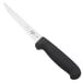 A Victorinox boning knife with a black handle.