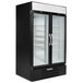 A black Beverage-Air glass door merchandiser.