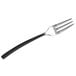 A close-up of a Chef & Sommelier stainless steel fish fork with a black oak handle.