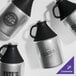 A customizable stainless steel beer growler.