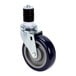 A 5" heavy duty zinc swivel stem caster with a black rubber wheel and metal wheel.