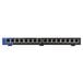 A Linksys business network switch with 16 ports, black and blue.