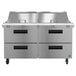 A Hoshizaki stainless steel refrigerated sandwich prep table with drawers.