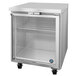 A silver Hoshizaki undercounter freezer with a glass door.