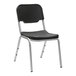 A black Iceberg Rough N Ready stacking chair with a silver base.