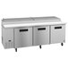 A Hoshizaki stainless steel refrigerator with three doors.