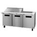 A stainless steel Hoshizaki 3 door sandwich prep table.