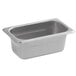A Carlisle stainless steel hotel pan with a lid.