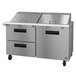 A Hoshizaki stainless steel refrigerated sandwich prep table with 2 drawers.