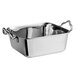 A Vollrath stainless steel square mini roasting pan with handles.