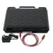 A black Brecknell portable electric utility bench scale on a table with a power cord.