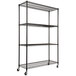 a black metal shelving unit