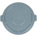A Rubbermaid gray plastic lid for a Brute trash can with handles.