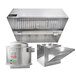 A Halifax stainless steel conveyor pizza oven hood system over a conveyor oven.