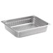 A Carlisle stainless steel steam table pan with holes in it.