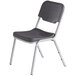 A black Iceberg Rough N Ready stackable chair with silver legs.