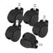 A set of four black Master Caster nylon casters with wheels.