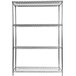 A black steel wire shelving unit with six shelves.