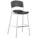 A graphite HPDE bar stool with a silver metal frame.