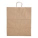 A brown paper bag with handles.