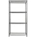 A black metal Alera steel wire shelving unit with three shelves.