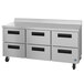 A stainless steel Hoshizaki worktop refrigerator with six drawers.