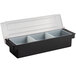 A black and white Tablecraft condiment container with three compartments.