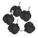 A set of four Master Caster black nylon casters with metal caps on the wheels.