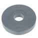 A gray circular polyurethane caster with a hole in the center.