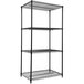 A black metal Alera wire shelving unit with three shelves.