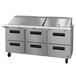 A Hoshizaki stainless steel refrigerated sandwich prep table with six drawers.