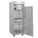 A silver Hoshizaki dual temperature reach-in with a door open.