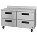 A stainless steel Hoshizaki worktop freezer with four drawers.